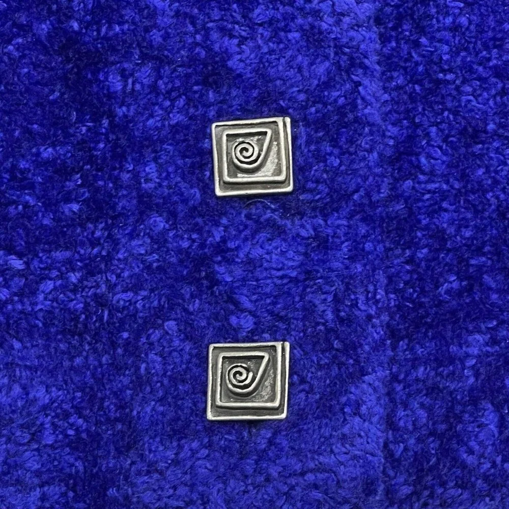 COUNTY CLOTHING‎ Cropped Fleece Jacket Women's Small Blue/Purple Artsy Buttons - Picture 6 of 15